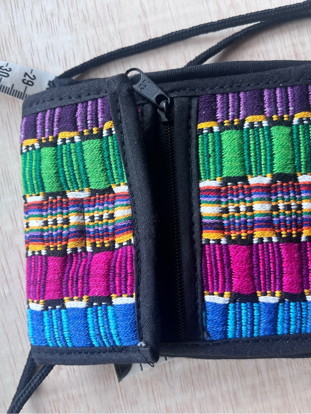 Multicolour Woven Card & Key Pouch with Crossbody Strap